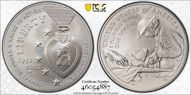 2022-W $1 National Purple Heart Hall of Honor MS70