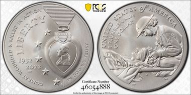2022-W $1 National Purple Heart Hall of Honor MS70