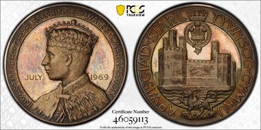 1969 Medal Charles, Prince of Wales Investiture Ag SP64