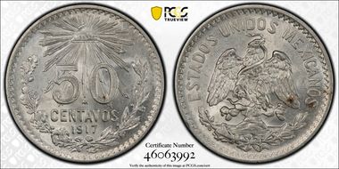 1917-M 50C Narrow Date MS63