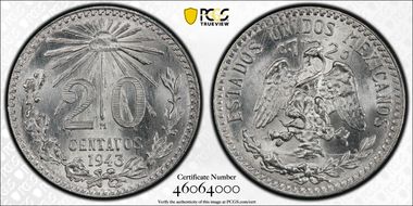 1943-M 20C KM-438 Ag MS67
