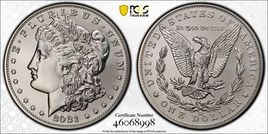 2021-CC Privy $1 Morgan Dollar 100th Anniversary MS70
