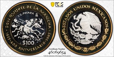 2005-Mo 100 P 400th Ann Don Quijote KM-705  Ag / AlBr PL68