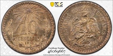 1925-M 10C KM-431  Ag MS66