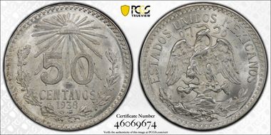 1938-M 50C KM-447  Ag MS66