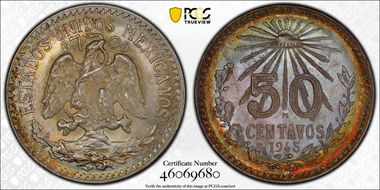1945-M 50C KM-447 Ag MS67