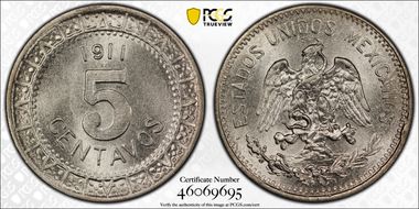 1911-M 5C Narrow Date KM-421 MS65