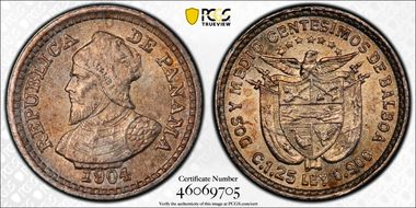 1904 2 1/2C KM-1  Ag MS64