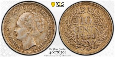 1944-P 10C Acorn privy mark KM-163  Ag AU58