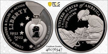 2022-W $1 National Purple Heart Hall of Honor First Strike PR69DCAM