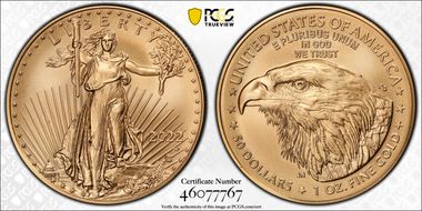 2022-W $50 Burnished Gold Eagle  First Strike SP69