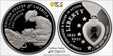 2022-W $1 National Purple Heart Hall of Honor First Strike PR69DCAM