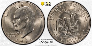 1971-D $1 "Friendly Eagle" FS-901 Type 1 Reverse MS62