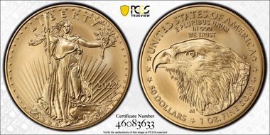 2022-W $50 Burnished Gold Eagle SP70