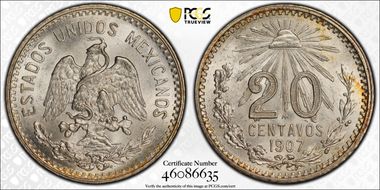 1907-M 20C Straight 7 MS65+