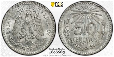 1921-M 50C KM-447 MS66