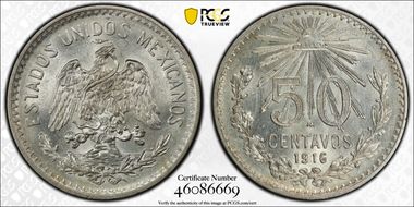 1916-M 50C KM-445  Ag MS64