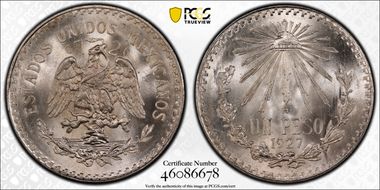 1927-M Peso KM-455  Ag MS66