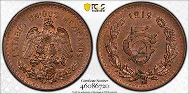 1919-Mo 5C MS64+ RB
