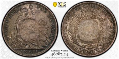 1894 (Peso) KM-224 C/S on 1891-TF Sol MS61