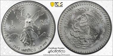 1992-Mo Onza Libertad Ag MS69