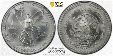 1992-Mo Onza Libertad Ag MS68