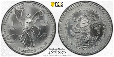 1992-Mo Onza Libertad Ag MS68