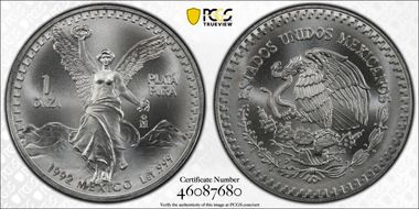 1992-Mo Onza Libertad Ag MS69