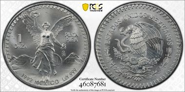 1992-Mo Onza Libertad Ag MS68