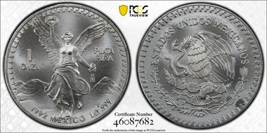 1992-Mo Onza Libertad Ag MS69