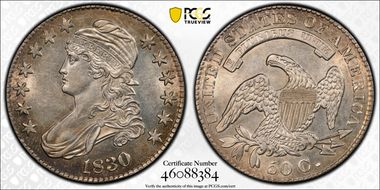 1830 50C Large 0 AU58