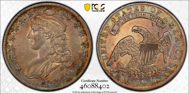 1834 50C Large Date, Small Letters AU53