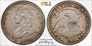 1834 50C Small Date, Small Letters VF30