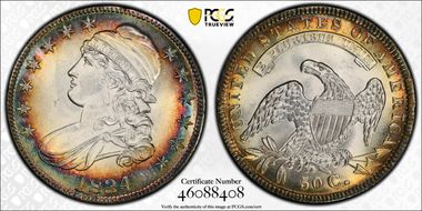 1834 50C O-105, Lg Date, Sm Letters MS65