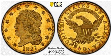 1821 $5 PR65CAM