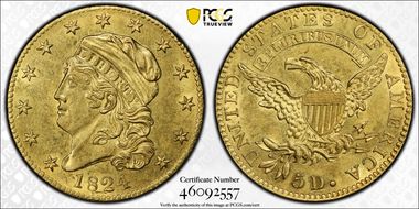 1824 $5 BD-1 MS60