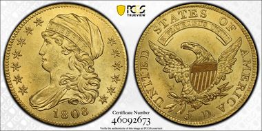 1808 $5 BD-4, Wide 5D MS64+