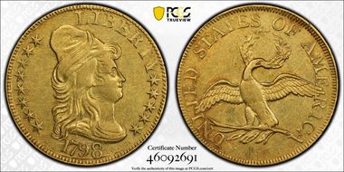 1798 $5 BD-1, Small Eagle AU53