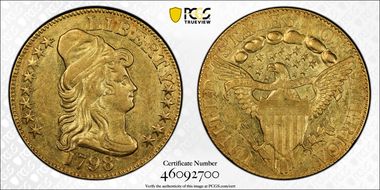 1798 $5 BD-7, Large Eagle, Normal 8 AU55