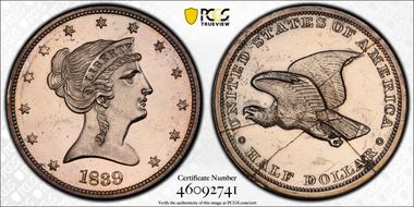 1839 50C J-91 Restrike PR63