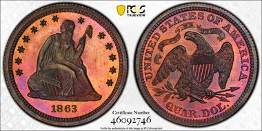 1863 25C J-336 PR67RB