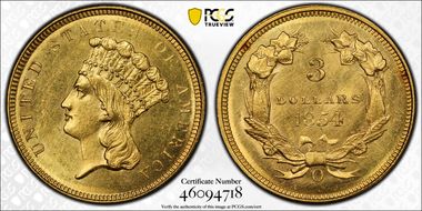 1854-O $3 MS63