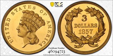 1857 $3 PR64DCAM