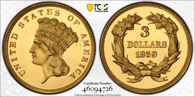 1859 $3 PR66+ DCAM