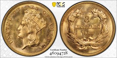 1860-S $3 MS64