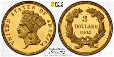 1864 $3 PR64+ DCAM