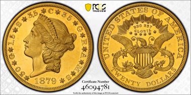 1879 $20 J-1644 Gilt PR64+