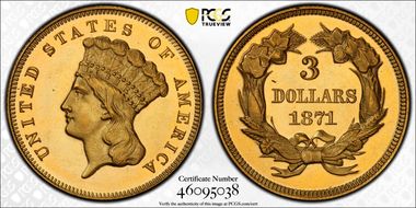 1871 $3 PR64CAM