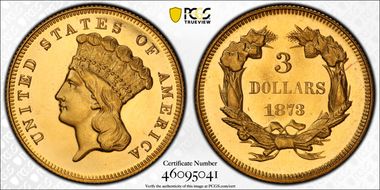 1873 $3 Closed 3 PR65+ CAM