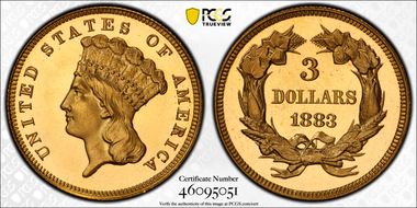 1883 $3 PR66DCAM